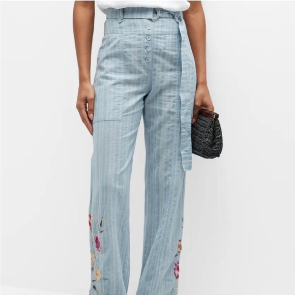 Johnny Was Workshop Paloma Embroidered Wide Leg Belted...